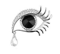 JKQBUX Broche de lágrimas de ángel, elegante diamantes de imitación de zafiro, ojos grandes, aleación, pestañas largas, ramillete para mujer, joyería, 5.0 Centimeters, Cristal Diamante de imitación
