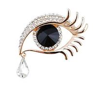 JKQBUX Broche de lágrimas de ángel, elegante diamantes de imitación de zafiro, ojos grandes, aleación, pestañas largas, ramillete para mujer, joyería, 5.0 Centimeters, Cristal Diamante de imitación