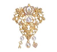 JKQBUX Serie Versalles Barroco elegante Broches Pin para mujeres, hombres y niñas, Vintag Court Bbadge Corsage Pin accesorio delicado, 6.9*6.9cm, Aluminio, cristal