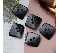 JKUHA 10 Botones de Resina Irregulares con imitación de Concha, Hebillas Decorativas cuadradas de Dos Orificios de 26,5 x 35 mm, Accesorios for Gabardina(Black)