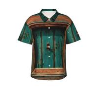 JKXUN Camisa hawaiana rústica con puerta de madera antigua para hombre, manga corta, tropical, vacaciones, playa, camisas casuales para verano, Negro, 3XL
