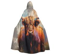 JKXUN Highland Cow - Disfraz unisex de Halloween con capucha, capa para fiesta, uniforme de longitud completa