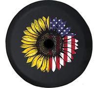 JL - Cubierta de neumático de repuesto con agujero para cámara de reserva, diseño de girasol, con diseño de girasol, con ojales