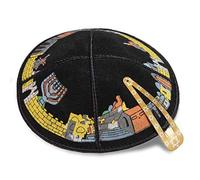 JL Kippha's 16 cm de Cuero judío Negro Kipa Kippah Yarmulke Synagogue Jerusalem Design