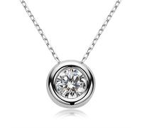 JL LITTLE FOREST Collares de moissanita para mujer, colgante solitario de 1 a 3 quilates, plata de ley 925, joyería para el día de la madre, regalos de boda para ella, Plata esterlina, Moissanita