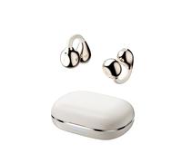 JL&MI Auriculares inalámbricos Bluetooth 5.4 con reproducción de 16 horas, diseño ultraligero de oreja abierta, graves mejorados y sonido espacial para correr, entrenar, desplazarse (blanquecino)