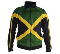 JL Sport Auténtica Jamaica Reggae Hombrega Larga Cremallera De La Chaqueta - Unisex (Negro, Verde Y Amarillo) - L