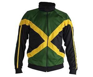 JL Sport Auténtica Jamaica Reggae Hombrega Larga Cremallera De La Chaqueta - Unisex (Negro, Verde Y Amarillo) - L