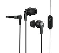 JLab Audio JBuds Pro Auriculares con cable con micrófono y controles de pista, controladores titanio de 10 mm con puntas de gel de ajuste personalizado y aletas Cush, Negro