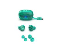 JLab Go Pop ANC Auriculares Bluetooth TWS con Cancelación Activa de Ruido Verde Azulado Transparente