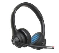 JLab Go Work - Auriculares inalámbricos de 2ª generación con micrófono, más de 55 Horas de reproducción Bluetooth o USB-C Dongle PC, conexión multipunto a computadora y móvil, Auriculares con Cable