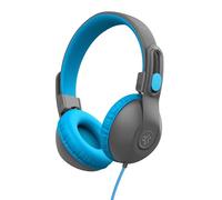 JLab JBuddies Studio 2 - Auriculares supraaurales con Cable para niños, Gris/Azul, Seguros para niños, Seguros para el Volumen de Estudio, limitador de Volumen, Plegables, Ajustables, Aislamiento de