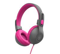 JLab JBuddies Studio 2 - Auriculares supraaurales con Cable para niños, Gris/Rosa, Seguros para niños, Seguros para el Volumen de Estudio, limitador de Volumen, Plegables, Ajustables, Aislamiento de