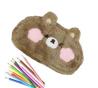 jlceh Cute Bear - Estuche para lápices de peluche | Estuche grande para lápices, bolsa multifuncional para lápices, bonito estuche de almacenamiento de oso, Brown, Refer to description, Unisex