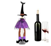 jlceh Funda para botella de vino con sombrero de bruja de Halloween, decoración de mesa de tela no tejida para tienda, hogar, supermercado, centro comercial, hotel, Purple, Refer to description,