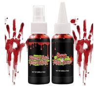 jlceh Kit de maquillaje de sangre falsa para Halloween, spray de maquillaje de sangre falsa para Halloween - 2 salpicaduras de sangre,Sangre lavable realista, pintura facial aterradora para disfraces,