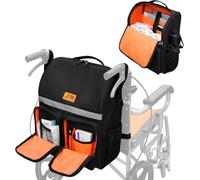 JLDTOP Mochila para silla de ruedas, bolsas para colgar en la parte posterior para usuarios de sillas de ruedas, bolsa impermeable para accesorios de silla de ruedas con tiras reflectantes (negro)