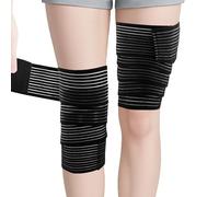 JLFDLLYYZQ 2 Piezas 200CM Muslera Compresión, Venda Compresiva Pierna, Duradero Vendaje Deportivo, Venda Elastica Para Compresion Piernas, Rodillas Y Tobillos, Negro