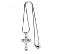 JLKJNCXZC Colgante de cruz blanca para mujeres hombres color plata collar de cadena de Jesús religioso