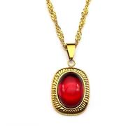 JLKJNCXZC Collar colgante de cristal de piedra roja de moda para mujeres, niñas, cadena de amuletos de color de acero inoxidable para cortejo nupcial femenino