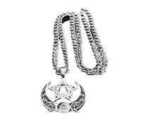 JLKJNCXZC Collar de pentagrama de triple luna creciente para hombres y cadenas de acero inoxidable collares mujer