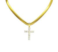 JLKJNCXZC Color COLGANTE DE CRUZ DE JESÚS Collar católico cristiano cristiano para mujeres de acero inoxidable