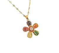 JLKJNCXZC of Colorful Five-petal Flower Pendant Necklace Gives Women A Sense of Light Luxury and Niche Design