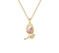 JLKJNCXZC Tainle teel Tal rosa Incrustación Tulipán Colgante Colgante Lady Cla ic Cuello Glamorou
