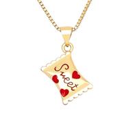 JLKJNCXZC Trendy Brass Enamel Sweet Candy Pendant For Women Charms Chain Necklace Cubic ia Party Wedding