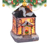 Jlobnyiun Casitas de Navidad de resina, Figura de cabaña en miniatura LED de Navidad, Iluminación nocturna sugerente Casa de escritorio, armario, mesa de café, mesa de comedor,