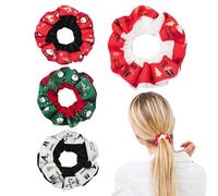 Jlobnyiun Corbatas para el pelo de la colina de pelo grueso - Soporte de cola de caballo para árbol de Navidad Santa Elk - Tiras de pelo, decoración del cabello, accesorios de vacaciones lindos,
