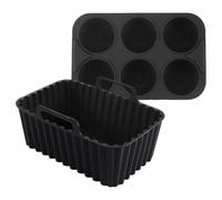 Jlobnyiun Esteras de silicona Airfryer para hornear, reutilizables de silicona Airfryer juego de sartén, utensilios de cocina para horno verduras salchicha asar sobras para cocinar fiesta