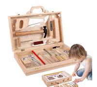 Jlobnyiun Juego de herramientas de madera para niños,Juego de herramientas para niños - Aprendizaje de juguetes de construcción para el desarrollo,Herramientas de aprendizaje de madera con para