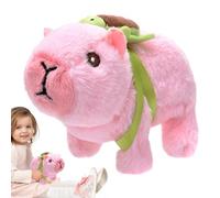 Jlobnyiun Juguete Capybara Plush - Lindo Animal para Caminar, Mascota de Peluche eléctrica | Adorable con Mochila de Tortuga y acción Realista para la diversión interactiva, compañeros para para ni