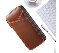 Jlobnyiun Leather Fountain Pen Case - 5 Slot Zipper Pencil Organizer | 5-slot Multi-compartment Design Keeps Fountain Pens, Color Pens, And Stationary Organized And Protected From Scratches.