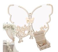 Jlobnyiun Libro De Visitas De Mariposas: Tablero Adornado De, Placa De Tallada, Superficie De Contrachapada Natural | Elegante Recuerdo Exclusivo para Shower, Recepción De Boda, Gradua