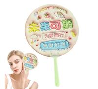 Jlobnyiun Manual Handheld Fan - Shape a Personalized Aesthetic Fast, Small Round Cooling Prop, Bold Alphabet Print Design, Ergonomic Comfort Grip | for Summer Weddings, Festivals & Home Decoration