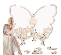 Jlobnyiun Papelería para Firma con Alas: Recuerdos Rústicos De, Acabado En Pulida, Diseño Floral Grabado | Tablero De Mensajes De Autógrafos Único para La Celebración del Evento De Bautizo, Aniver