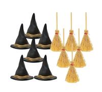 Jlobnyiun Sombrero Mini Witch | Halloween Mini Brooms For Kids | 1 Juego De Decoración En Miniatura Escoba De Fiesta De Boda Para Niños Para Niñas Adultos Niños