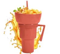 Jlobnyiun Taza para Bebidas y Snacks - Vaso de Bebida con Bol para Snacks en la Parte - Contenedor Portátil para Bebidas y Alimentos para Adultos, Niños y Bebés en Exterior, Viaje, Camping, Picnic,