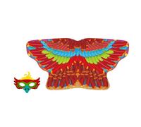 Jlobnyiun Traje de pájaro para niños, elegante conjunto de cosplay con máscara y capa | Capa y máscara de para escenario, para Halloween, cumpleaños, Navidad, carnaval, escena, escuela, rojo, Se