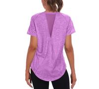 Jlowesun Camiseta Deportiva Mujer Manga Corta,Casual Ligera Transpirable Funcional Espalda Malla Deportiva Tops Mujer,Cuello Redondo Camiseta Entrenamiento Adecuada para Fitness Running Camiseta Yoga