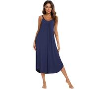Jlowesun Camisones Largos De Mujer Verano, Camisones de AlgodóN Suave con Dobladillo Ondulado, Cuello En V, Deslizamiento Completo, Suelto, EláStico, con Tiras para Mujer Ropa De Dormir