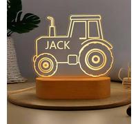 JLSKCN Excavadora Luz Nocturna, Lampara Personalizada con Nombre Niño, con 7 Colores y Control Remoto, Regalos Cumpleaños para Navidad Decoración para Niños, Niños Decoración Tabla Lámpara
