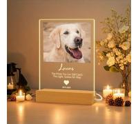 JLSKCN Placa Conmemorativa Personalizada para Mascotas Regalos para pérdida de Perro Luces Nocturnas con Foto y Nombre Marco de Fotos para Perros Gatos Regalo conmemorativos para Perros de simpatía