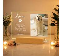 JLSKCN Placa Conmemorativa Personalizada para Mascotas Regalos para pérdida de Perro Luces Nocturnas con Foto y Nombre Marco de Fotos para Perros Gatos Regalo conmemorativos para Perros de simpatía