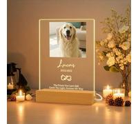 JLSKCN Placa Conmemorativa Personalizada para Mascotas Regalos para pérdida de Perro Luces Nocturnas con Foto y Nombre Marco de Fotos para Perros Gatos Regalo conmemorativos para Perros de simpatía