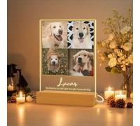 JLSKCN Placa Conmemorativa Personalizada para Mascotas Regalos para pérdida de Perro Luces Nocturnas con Foto y Nombre Marco de Fotos para Perros Gatos Regalo conmemorativos para Perros de simpatía