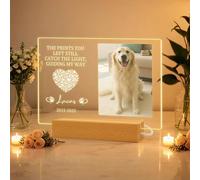 JLSKCN Placa Conmemorativa Personalizada para Mascotas Regalos para pérdida de Perro Luces Nocturnas con Foto y Nombre Marco de Fotos para Perros Gatos Regalo conmemorativos para Perros de simpatía