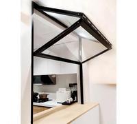 JLXJYS Ventanas correderas Ventana corrediza Plegable de Aluminio Negro, ventanilla for Servicio de concesiones al Aire Libre con Vidrio Templado(W35xH30in/89x76cm)